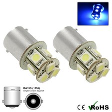 2 x 12v Blue BA15s 8 SMD LED Side Interior Light Bulbs 382 207 245 12 VOLT