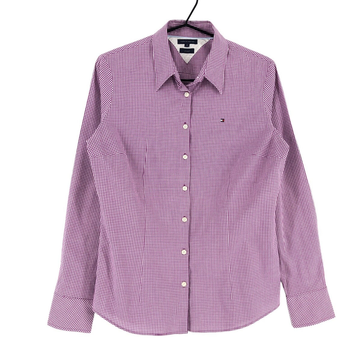 TOMMY HILFIGER Shirt Casual Formal Slim Fit Check Women Size 10 - S TOMMY HILFIGER Shirt Casual Formal Slim Fit Check Women Size 10 - S
