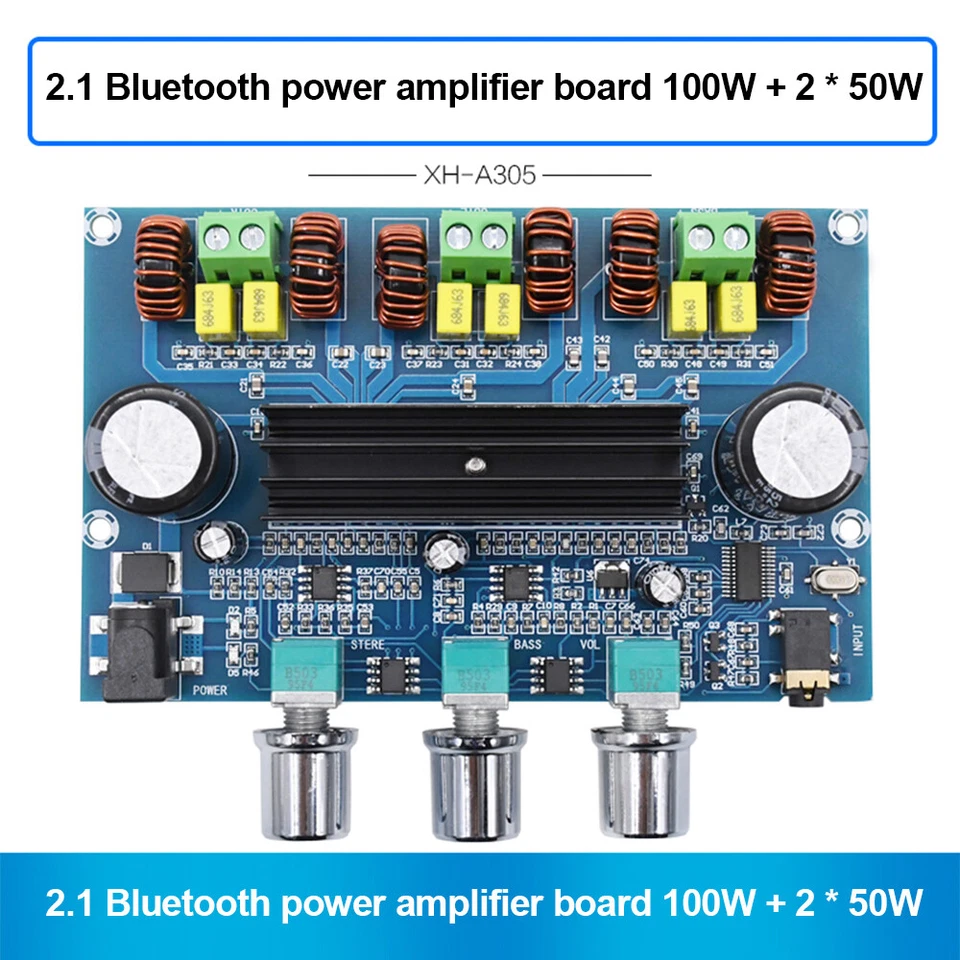 TPA3116D2 Bluetooth 5.0 2.1 Channel  Digital Power Amplifier Board 2*50W+100W - Image 4 of 4