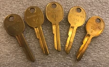 B51 "D"  BRASS Key Blanks Cole National  For GM  SET OF 5                    [U]