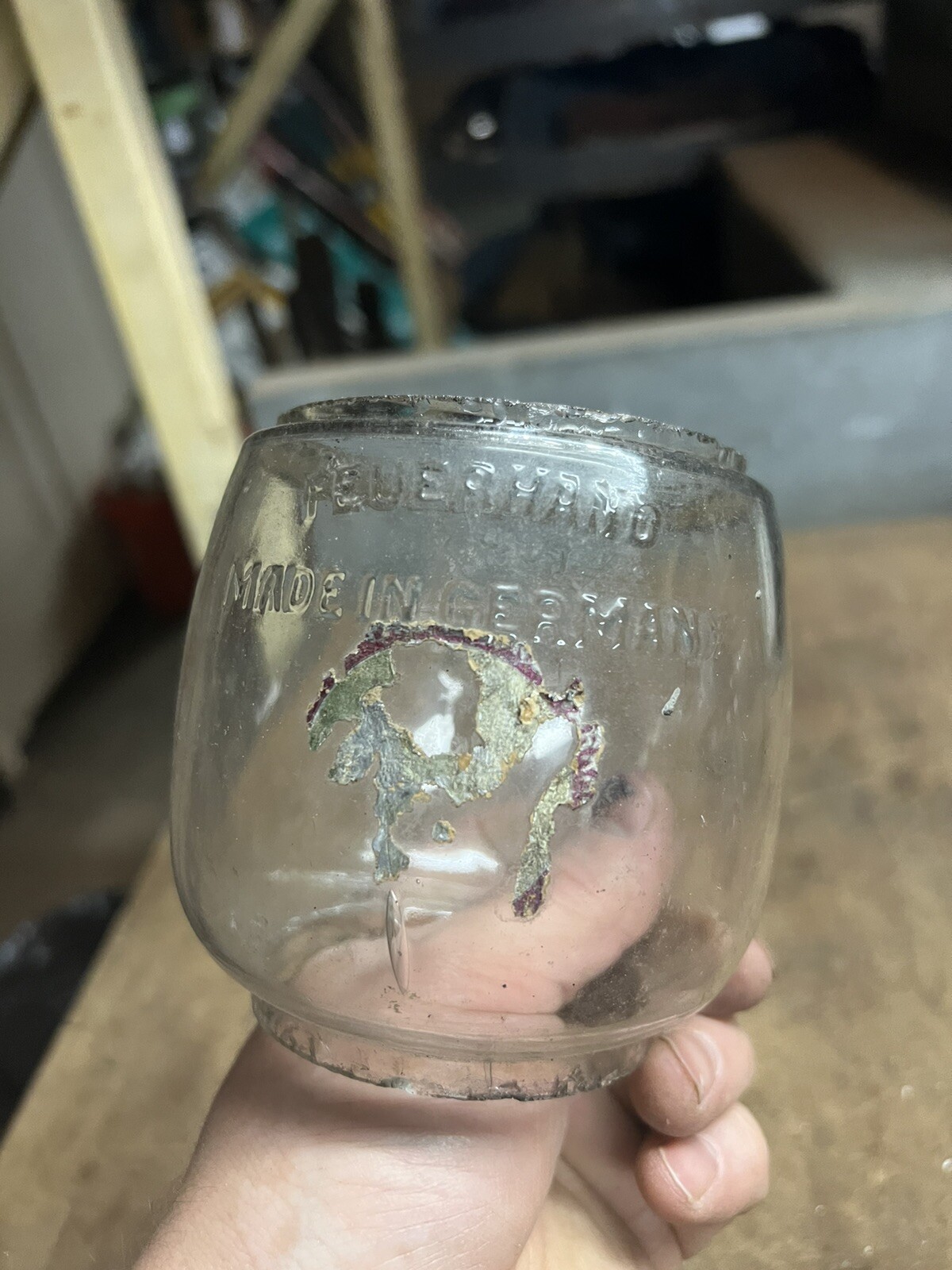 Vintage Feuerhand Made In Germany Railroad RR Barn Oil Lantern Globe Embossed