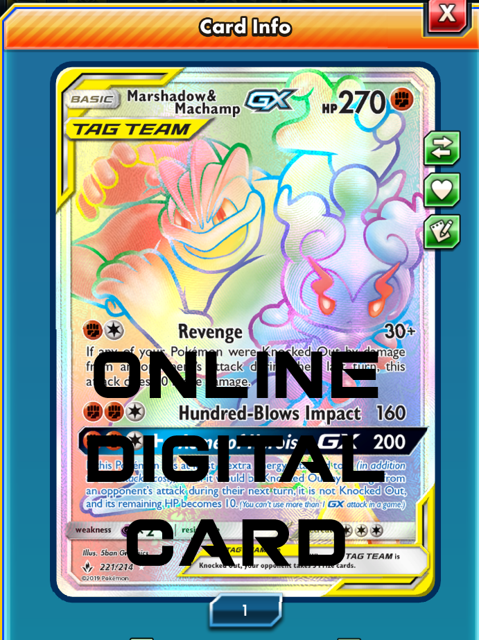 Marshadow & Machamp GX RR Rainbow Rare Pokemon TCG Online PTCGO TRADE eBay