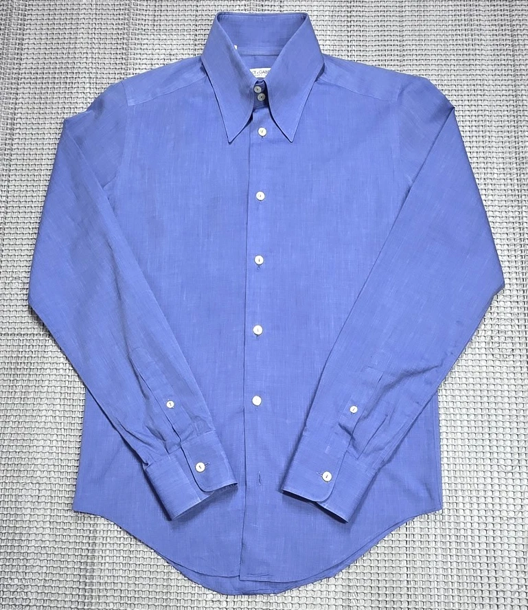 Camisa de vestir Dolce Gabbana para hombre 15 3/4-40 abotonada manga larga azul algodón Italia Foto 2 de 4