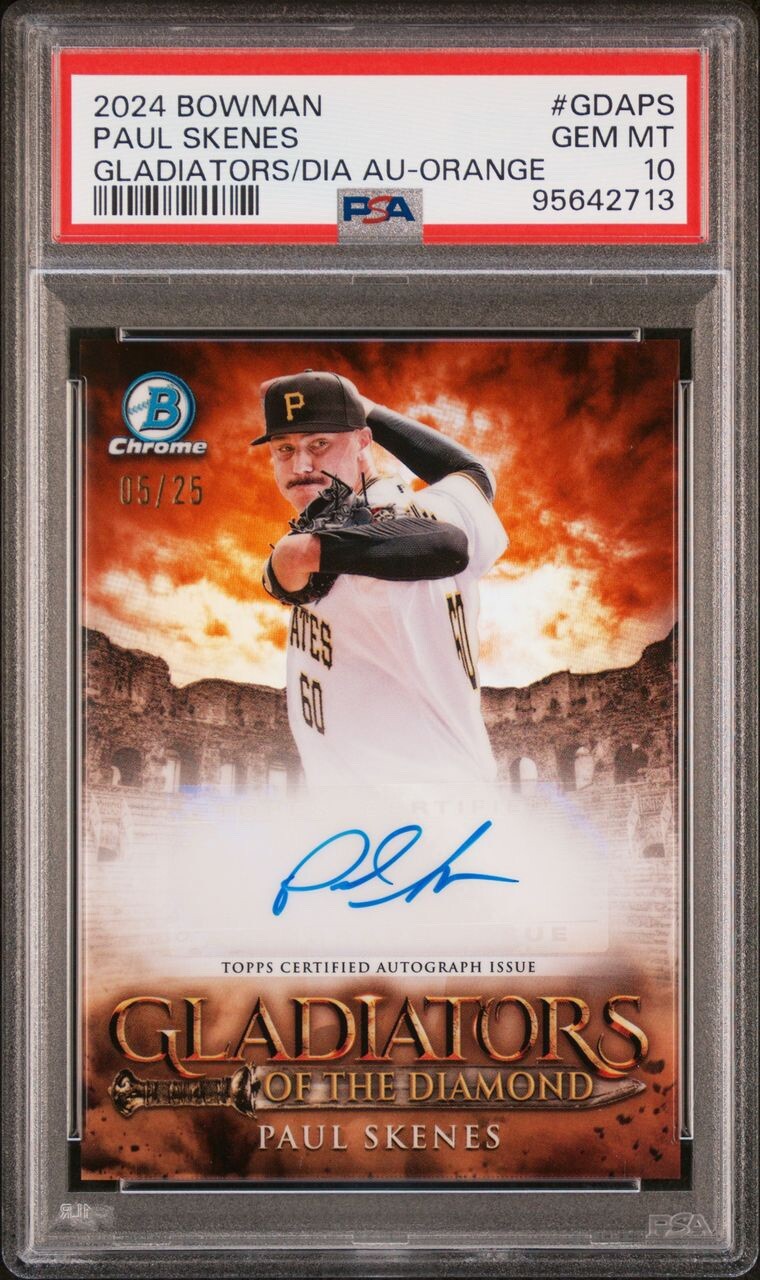 2024 Bowman Gladiators Of The Diamond Paul Skenes Auto Orange /25 PSA 10 - POP 4
