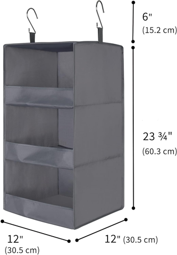 3-Shelf Hanging Closet Organizer and Storage, Collapsible Hanging Closet Shelves - Picture 3 of 12
