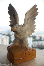 Soviet USSR Russian Vintage Wooden Statue Figurine Eagle 8" Collectible Home Dec