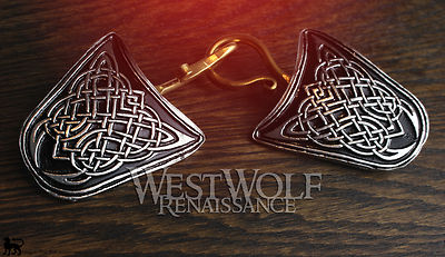 Large Celtic Knot Cloak Pins/Clasps Set --- Medieval/Viking/Coat/Brooch/Silver
