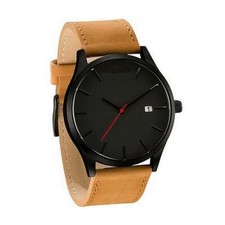 Mens Boys Leather Waterproof Watch Date Quartz Men Business Wrist Watches Gift