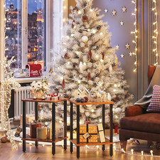 2-Tier End Table with Storage Shelf for Small Spaces, Living Room, Bedroom