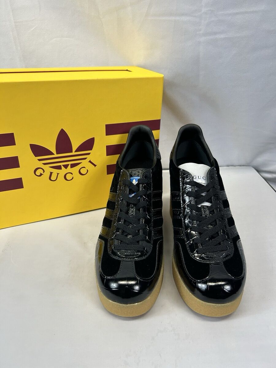 Gucci x Adidas Wedge Gazelle Leather Sneakers In Black Sz Us Gucci x Adidas Wedge Gazelle Leather Sneakers In Black Sz Us