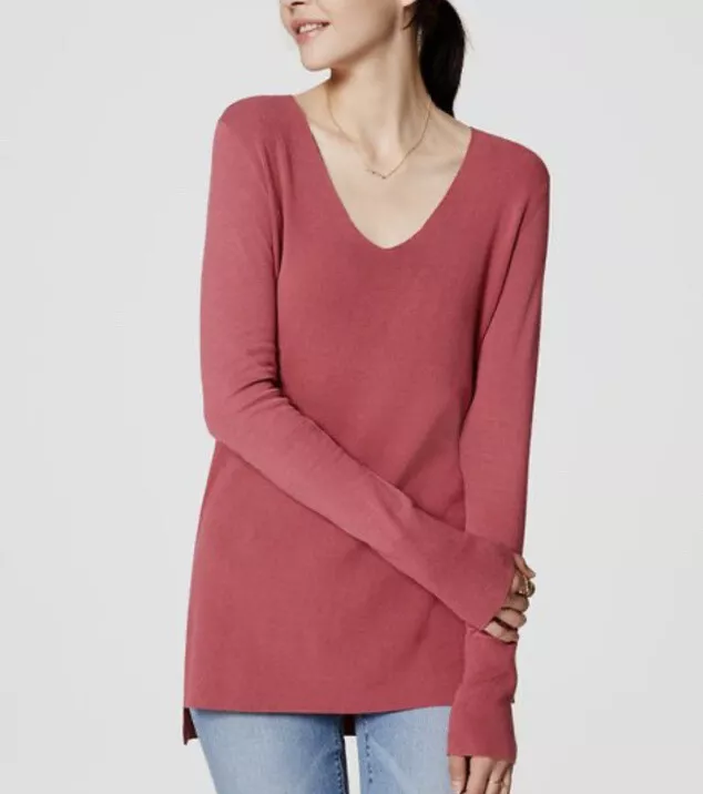 V neck top tunic sweater