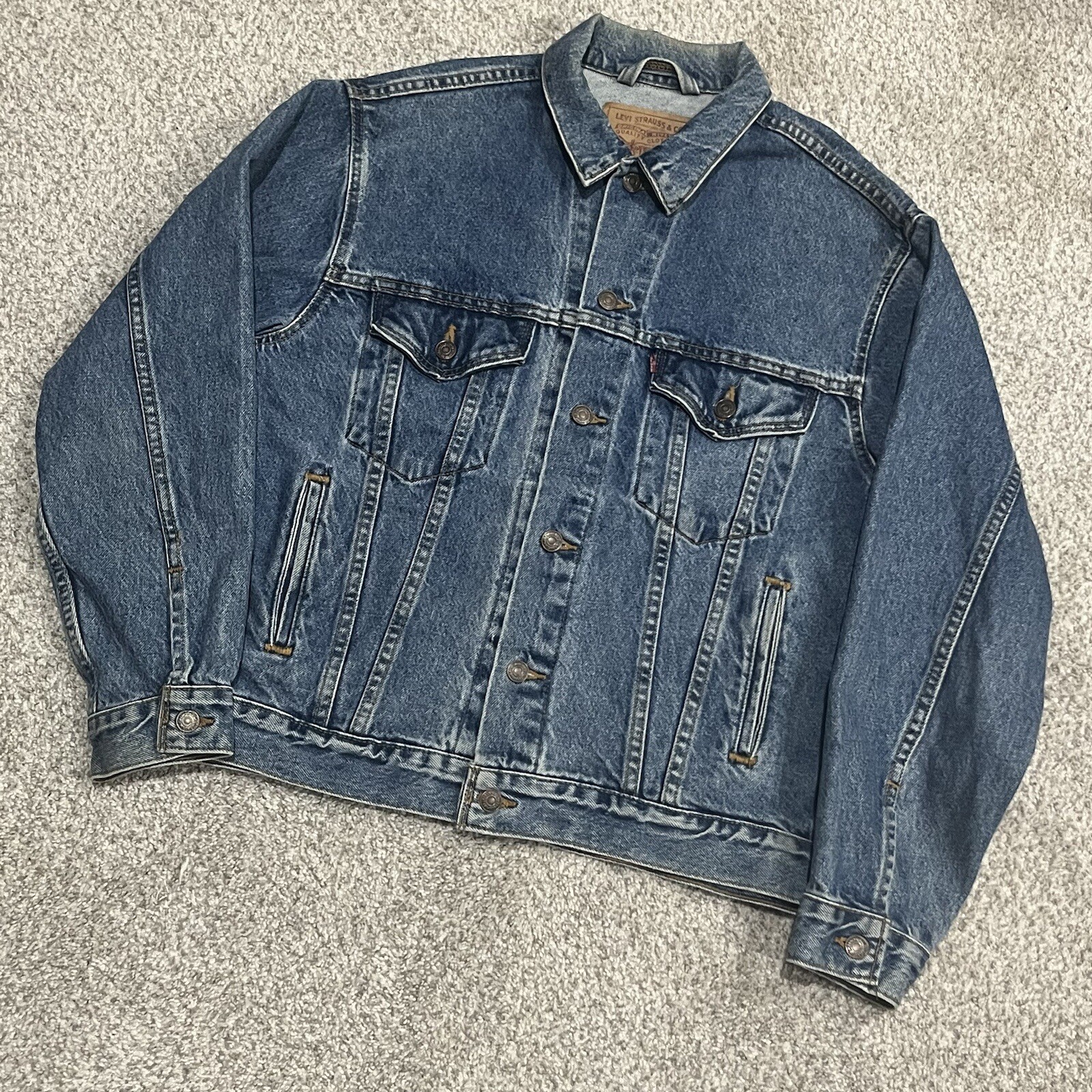 Levis Denim Jacket Small Blue Trucker Punk Rock Fade Grunge VTG 90s Type 3 70505-image