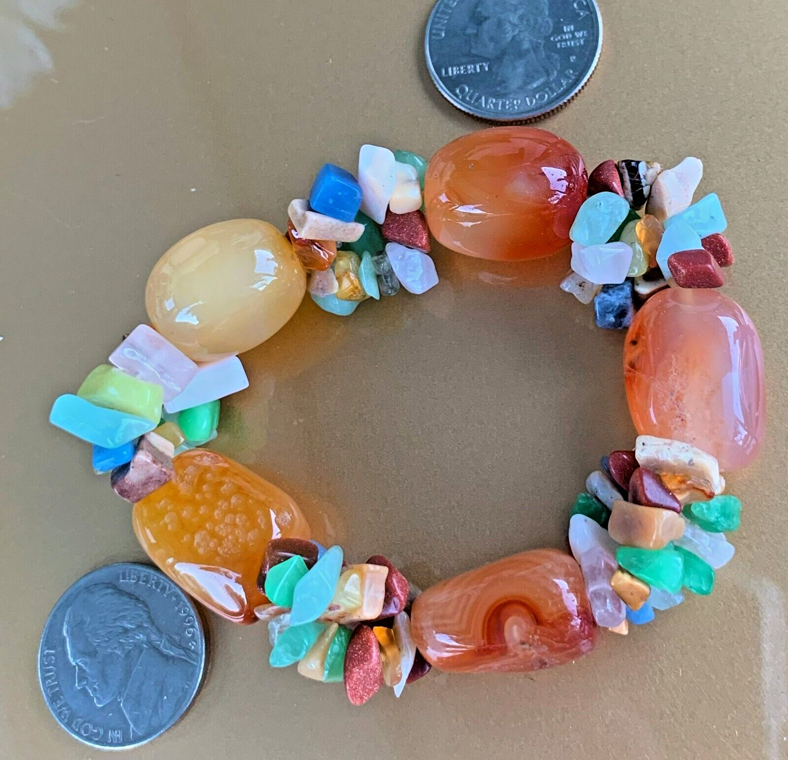 Handmade Gemstone Statement Stretch Bracelet Quar… - image 8