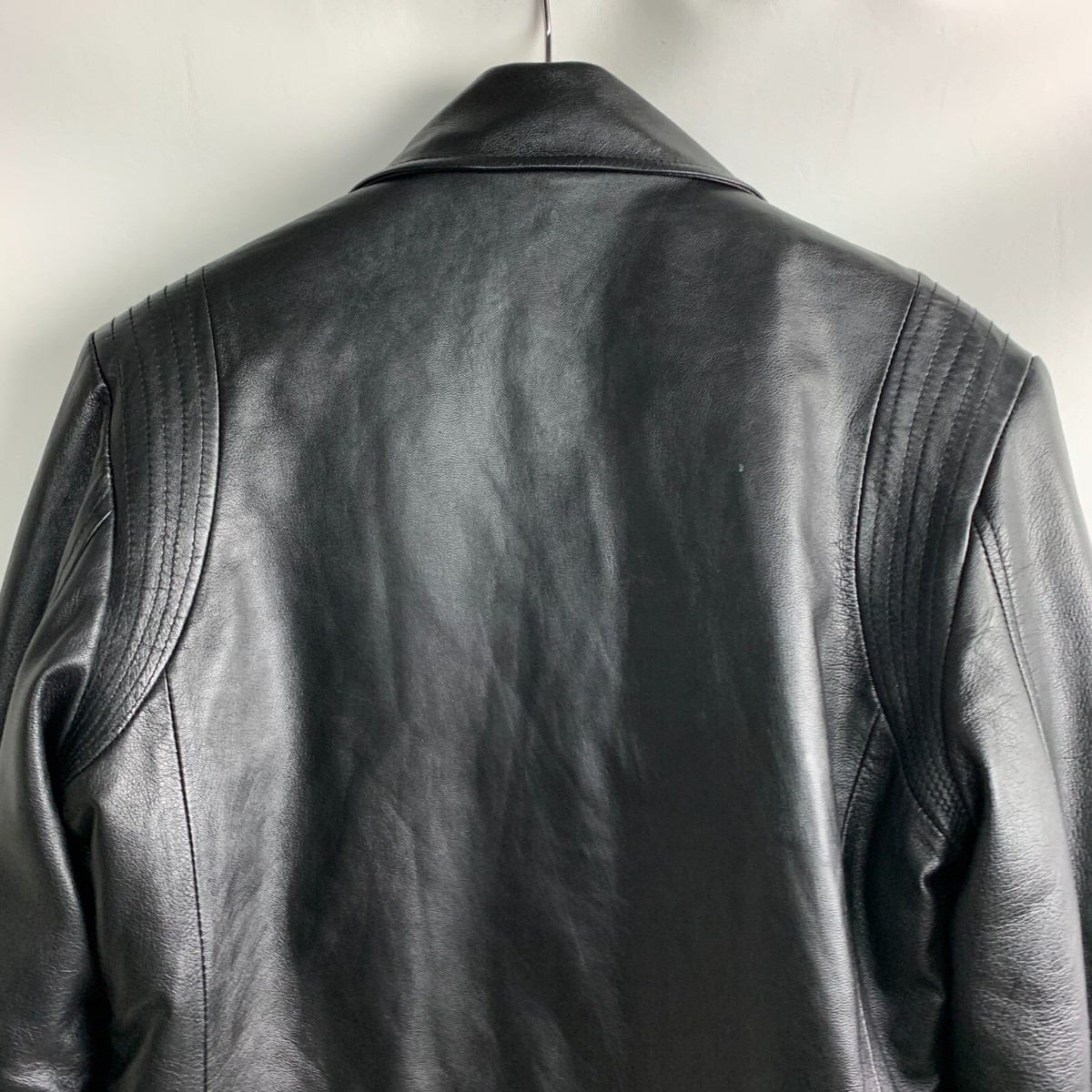 Baby Phat Vintage Reversible Jacket Black Leather/Faux Fur Collar