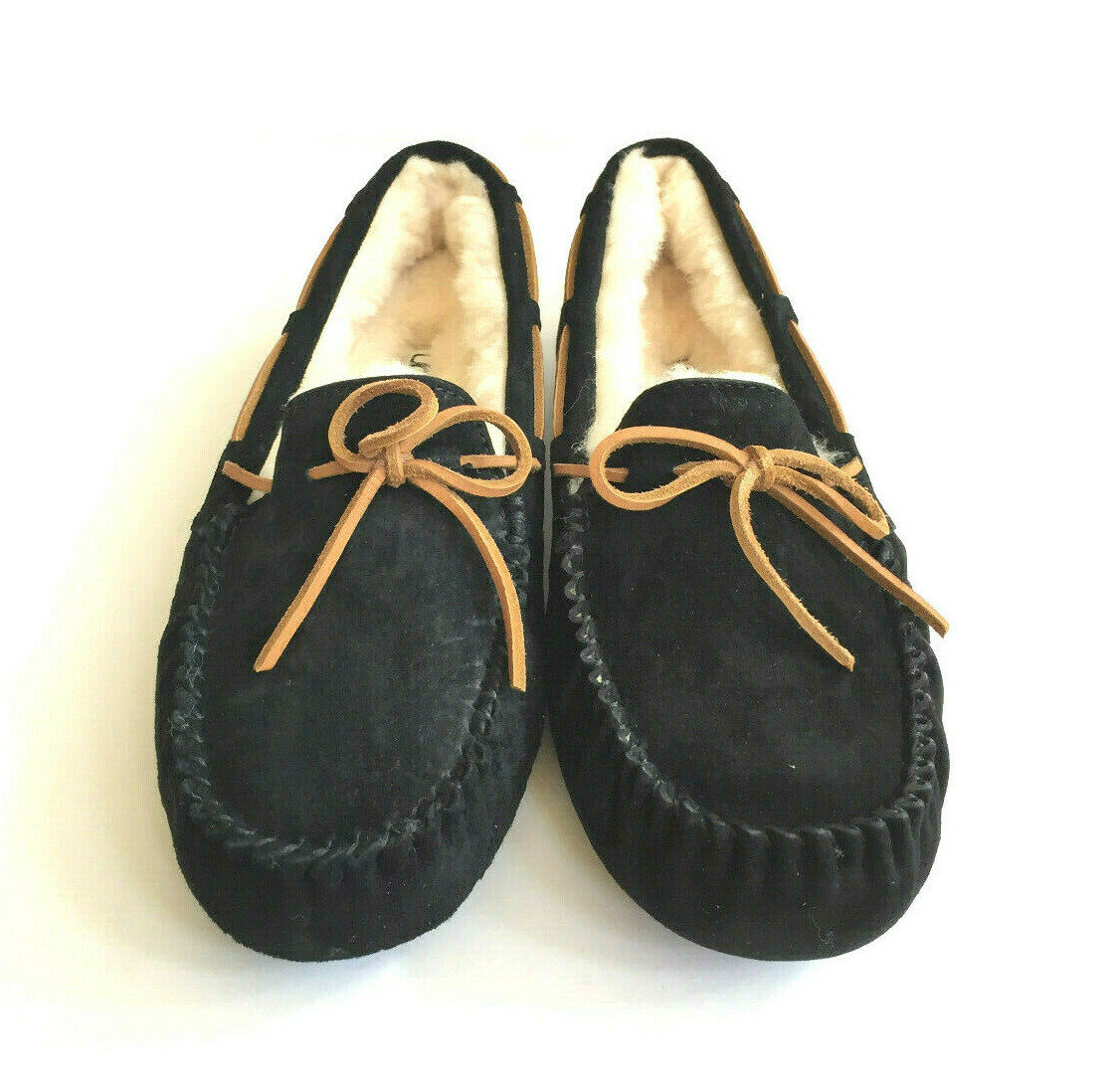 UGG DAKOTA BLACK SHEARLING LINED SLIPPERS MOCCASIN SHOES US  display picture 1