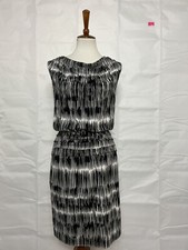 Ann Taylor Black White Geometric Sketch Sleeveless Stretch Sheath Dress Size PS