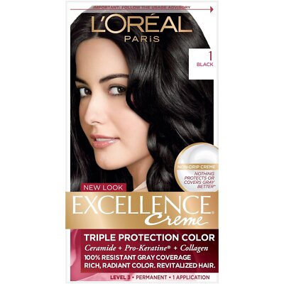 L'Oreal Paris Excellence Creme 1 Black Level 3 Permanent Hair