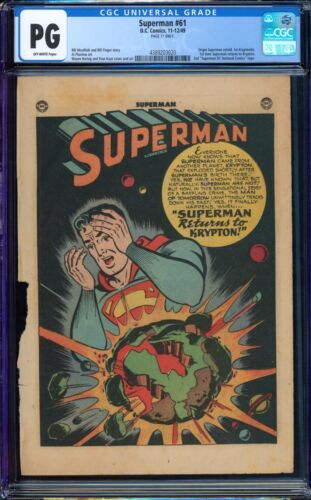 Superman #61, 1949, CGC PG, solo página 17, ¡primera imagen de kryptonita en esta página! - Imagen 1 de 3