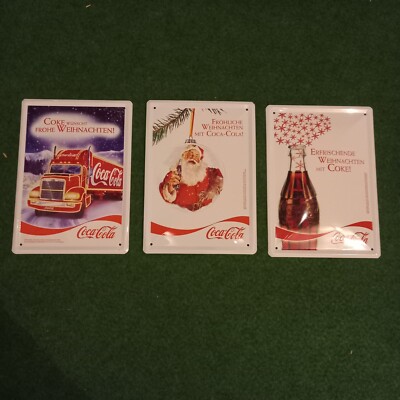 3 Coca Cola Blechschilder , Werbeschilder, Schilder, Emailschild, nagelneu,