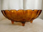 Vtg Indiana Marigold Carnival Glass Harvest Grape Footed Fruit Bowl