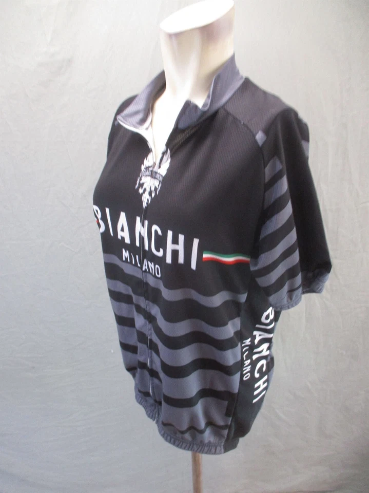 Camiseta deportiva de ciclismo Bianchi Milano talla 2XL para hombre negra con bolsillo trasero manga corta 469 Foto 3 de 4