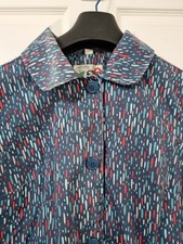 Seasalt Seaside Mac Size 10 Blue Multi Print Hooded Tin Cloth Weatherproof