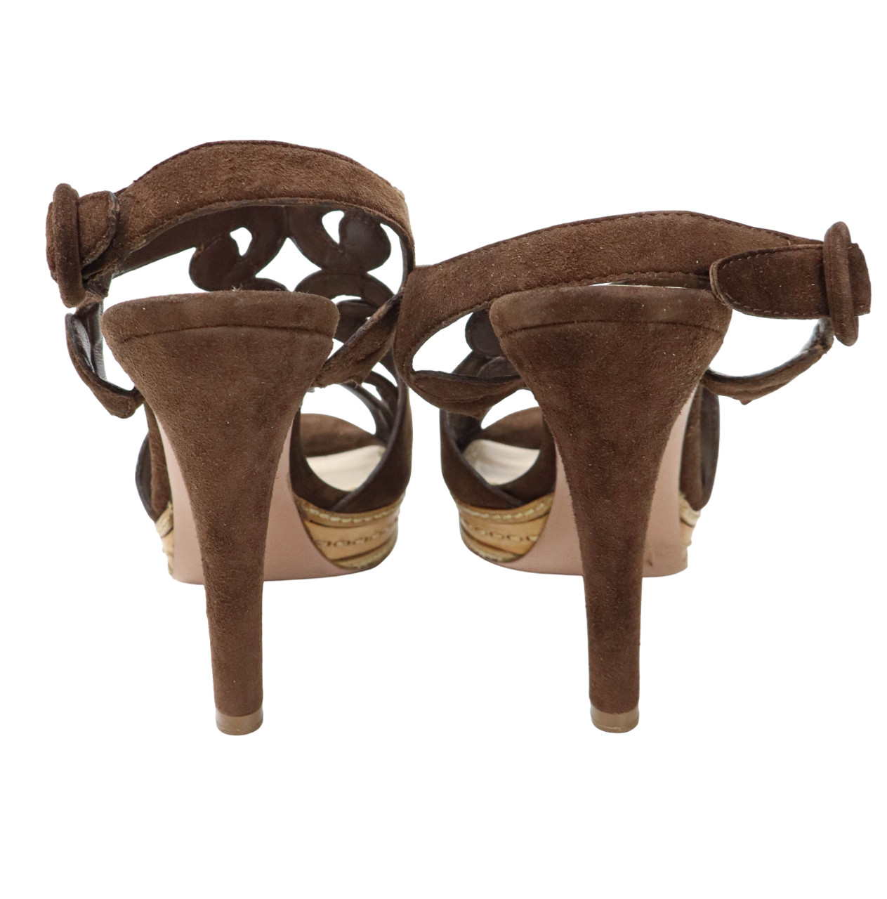 PRADA Shoes Women's (EU) 39 Brown Suede Stiletto Buckle Open Toe Heeled Sandals thumbnail 5