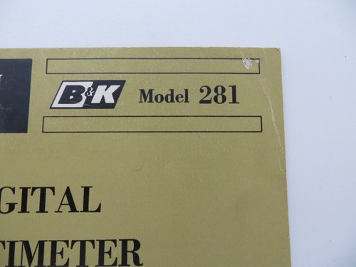 DIGITAL MULTIMETER B&K Model 281 Instruction Manual 1972 book - Picture 2 of 6