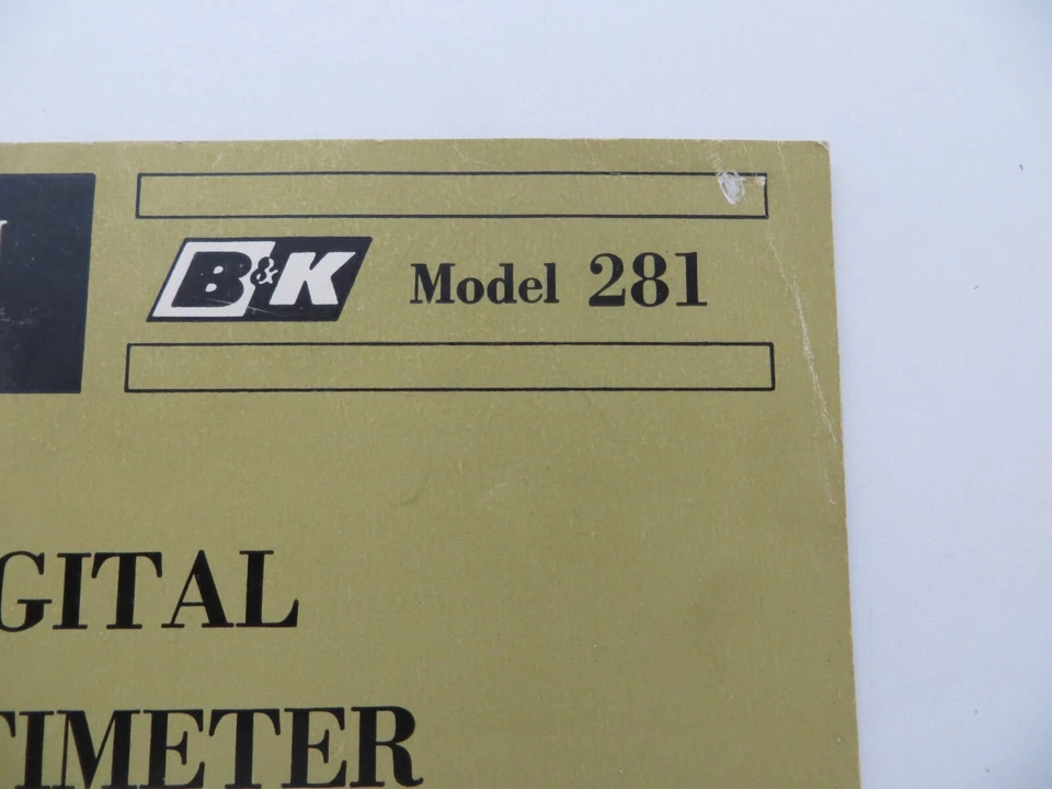 DIGITAL MULTIMETER B&K Model 281 Instruction Manual 1972 book - Image 2 of 4