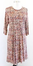 J Jill Womens Rayon Knit Button Front Abstract Print Dress Size S Orange Multi