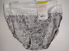 NWT Warner's 6/M WHITE STARS No Muffin Top Microfiber w/Lace Hi Cut Panty 5109
