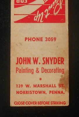 1940s John W. Snyder Painting & Decorating Phone 3059 Marshall St. Norristown PA