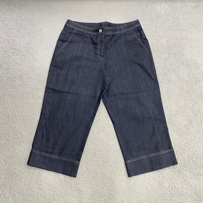 St John Capri Jeans Womens 10 Blue Denim Mid Rise Lightweight Cuffed 21'' Length