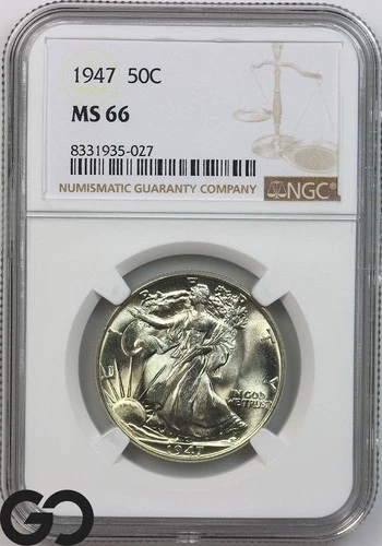 1947 Walking Liberty Half Dollar NGC MS 66 ** Swirling Mint Luster!