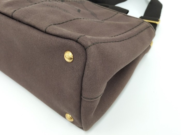 PRADA Canapa Tote 2WAY Handbag Canvas Brown from japan thumbnail 3