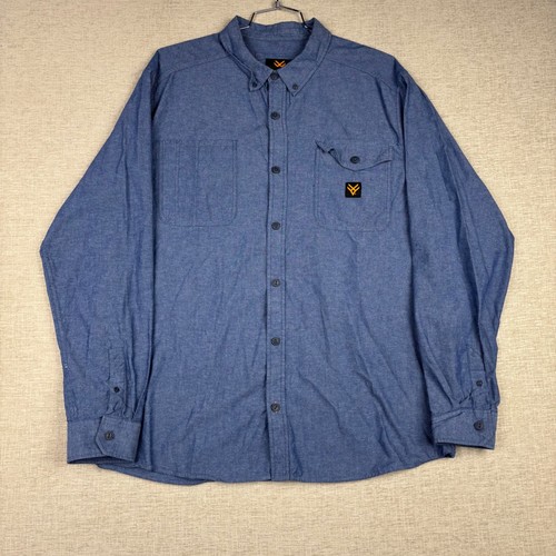 Hawx Work Gear Mens XL Blue Chambray Long Sleeve Button Down Work Shirt
