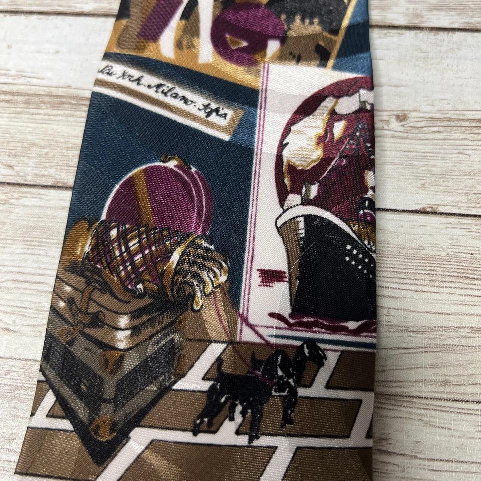 Gravata de pescoço Halston masculina vintage viagem aérea/100% poliéster 56" x 3,5" - Imagem 4 de 4