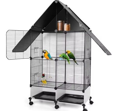 Milo & Misty Vogelkäfig 2 Ebenen groß Metall