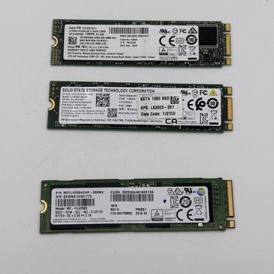 Lot of 3 M.2 SATA Solid State Drives SSDs - Samsung PM951, Kioxia, LiteOn 128GB