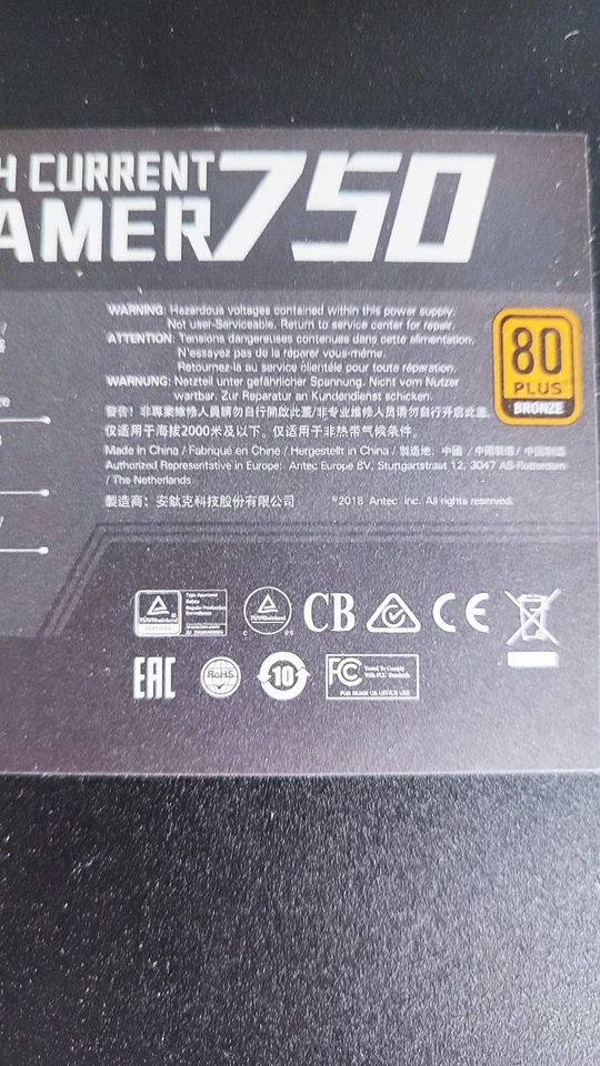 ANTEC HCG 750w Alimentatore Completamente Modulare Nero CAVI PCI-E SATA MOLEX - Immagine 3 di 4