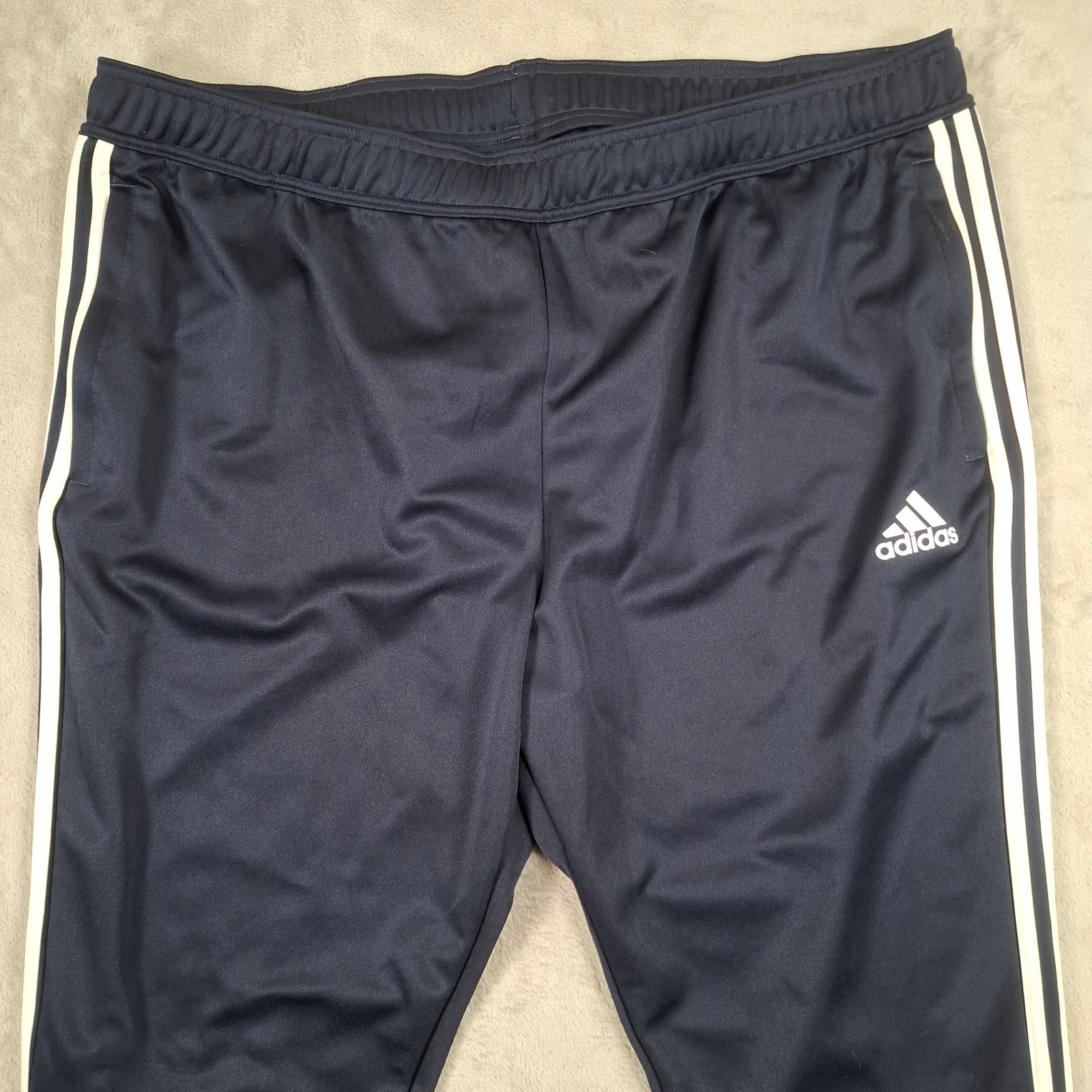 Adidas Track Pants Mens 3XL Navy Joggers Tapered Zip Hem Sports Aeroready W44 thumbnail 2