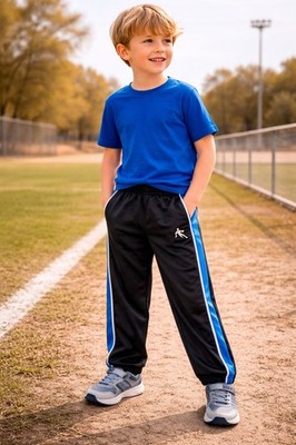 AND1 Boys Basketball Pants XS 4/5 NWT Black Blue Athletic Track Jogger Slim Fit
