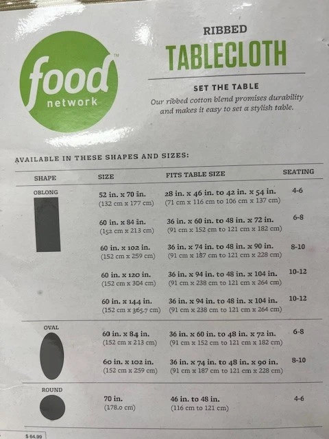 FOOD NETWORK Ribbed Tablecloth Medium Brown 60"x 120" Cotton Blend Easy Care NEW - Image 4 of 4