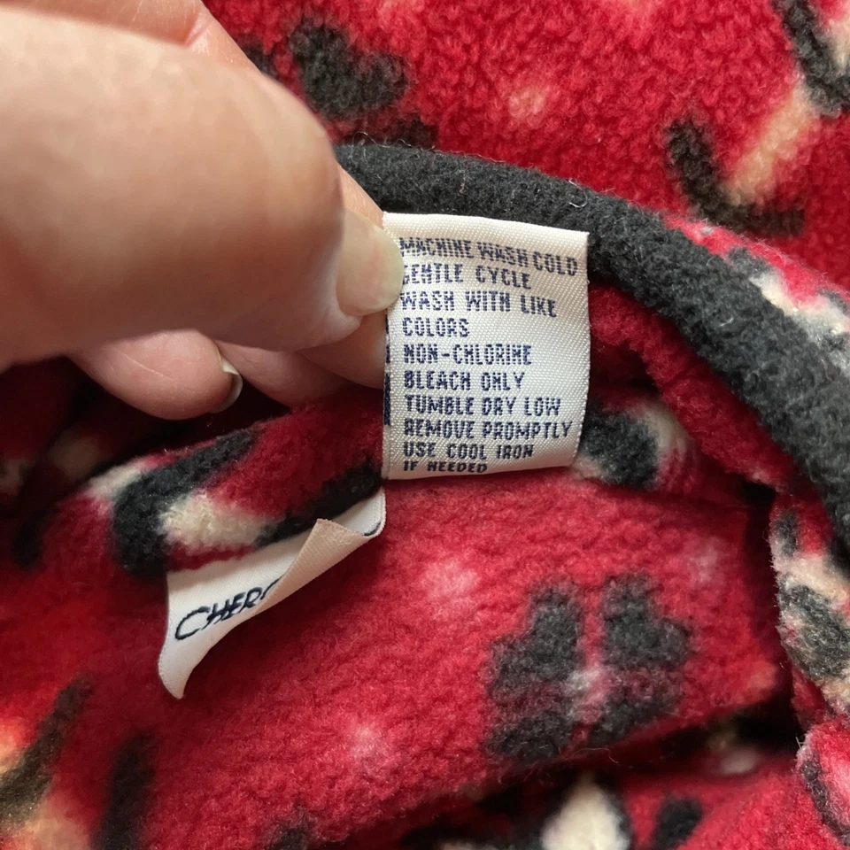 Vintage Cherokee Pullover Womens XL Red Black Fleece 1/4 Zip Fair Isle Nordic - Image 4 of 4