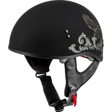 GMax Matte Black/Tan HH-65 Naked Corvus Half Helmet H16510957