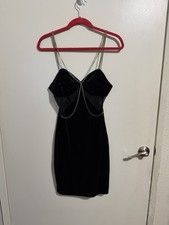 CHICME Black Solid Sheer Mesh Sweetheart Spaghetti Strap Bodycon Mini Dress M