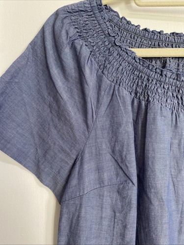 Talbots Chambray Shift Dress W/ Short Sleeves, Embroidered, NWT, Med - Picture 4 of 7