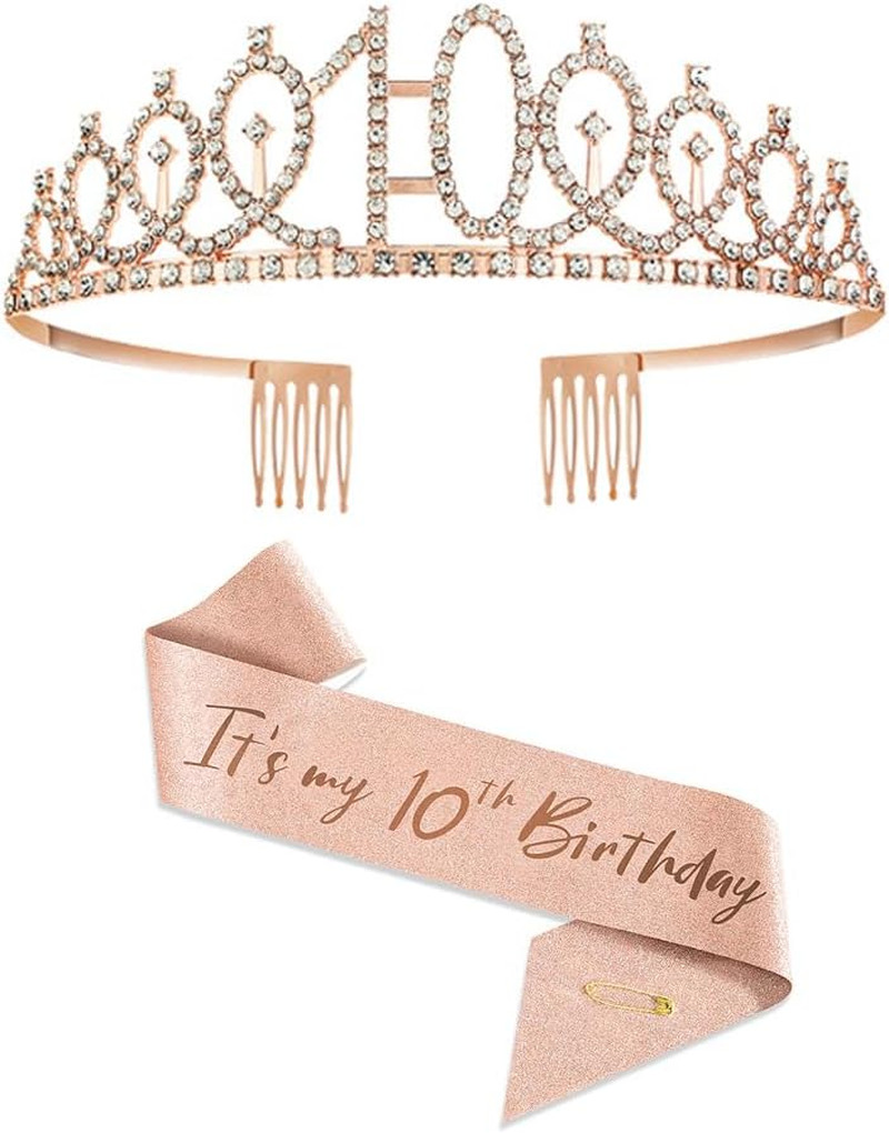 It'S My 10Th Birthday' Sash and Tiara for Girl,Rose Gold Its My 10Th Birthday Sa