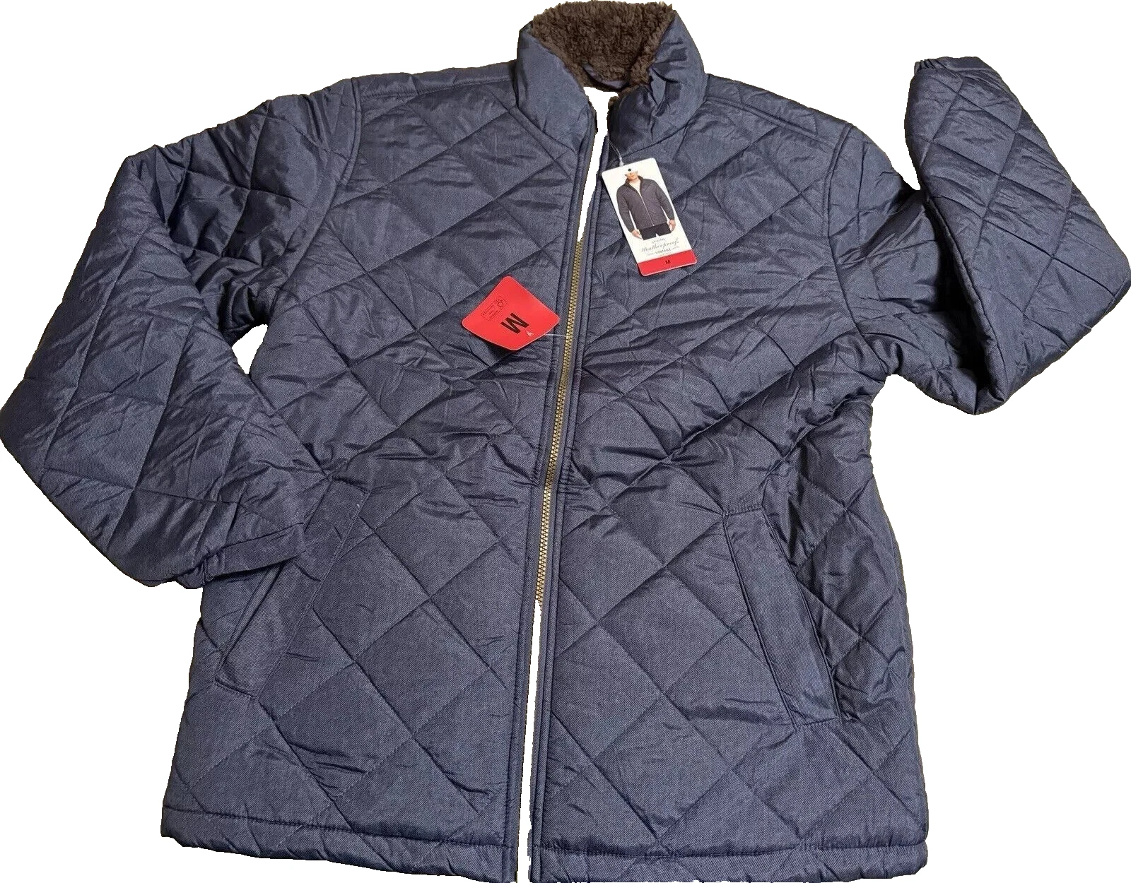 Weatherproof Vintage Men's Fleece Lined Puffer Jacket, Blue, S