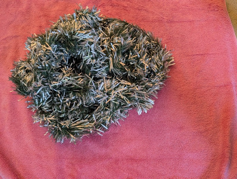 Vintage Feather Tree Tinsel Garland  Silver+ green  1 Stand 188” Total